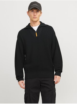 Černý pánský svetr se zipem Jack & Jones Outdoor