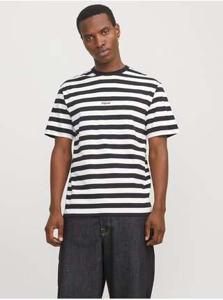 Bílo-černé pánské pruhované tričko Jack & Jones