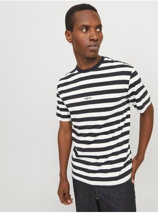 Bílo-černé pánské pruhované tričko Jack & Jones