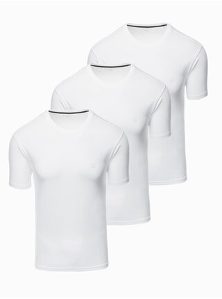 Sada tří kusů pánských bavlněncýh triček BASIC s kulatým výstřihem Ombre Clothing