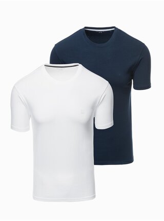 Sada tří kusů pánských bavlněncýh triček BASIC s kulatým výstřihem Ombre Clothing