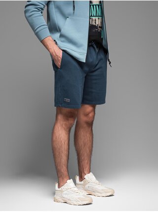 Pánské bavlněné teplákové šortky BASIC modré Ombre Clothing