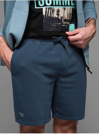 Pánské bavlněné teplákové šortky BASIC modré Ombre Clothing