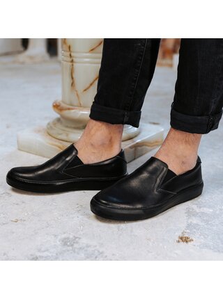 Dámské kožené slip on černé - jarní / podzimní boty VASKY