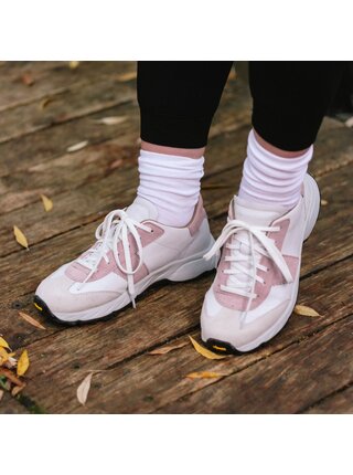 Botas Nordic Mellow - Dámské kožené outdoorové tenisky / botasky bílo-růžové česká výroba ze Zlína
