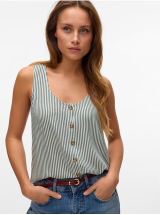 Bielo-zelená dámska pruhovaná blúzka Vero Moda BUMPY