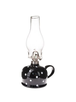 Keramická petrolejová lampa, černá s puntíky, 0/9