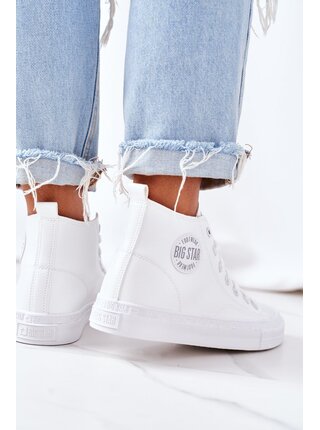 Women's Leather High Sneakers Big Star bílá