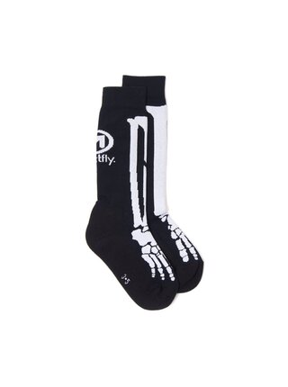 Meatfly ponožky Bones Long Black | Bílá | Velikost