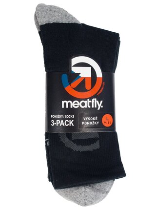 Meatfly ponožky Long Triple Pack Bike Black | Černá | Velikost