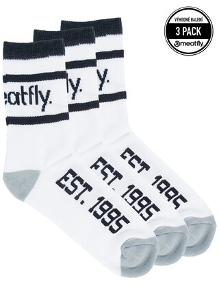 Meatfly ponožky Long Triple Pack White | Bílá | Velikost