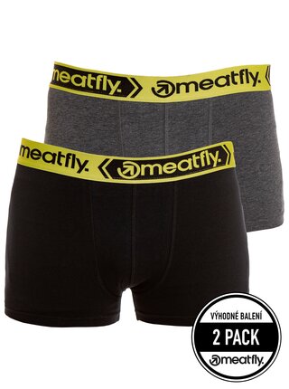 Meatfly pánské boxerky Balboa Boxershorts Double Pack Grey Heather/Black | Černá | Velikost