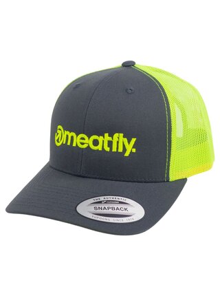 Meatfly kšiltovka MF Logo Trucker Charcoal/Neon Green