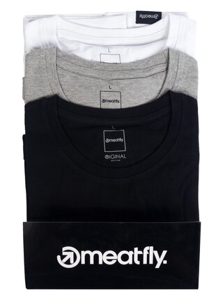 Meatfly balení pánských triček MF Logo Multipack Black/Grey Heather/White | Černá | Velikost