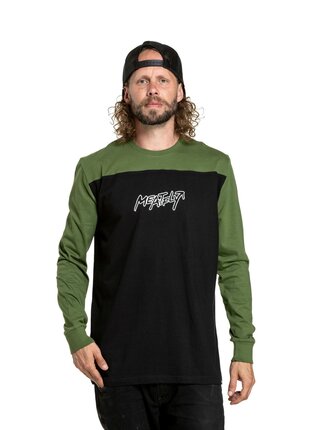 Meatfly pánské tričko s dlouhým rukávem Judgement Olive/Black | Zelená | Velikost