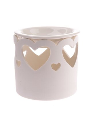 Porcelánová aromalampa se srdíčky, bílá, 1/36