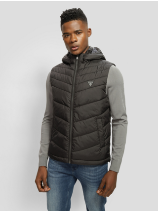 Pánská černá vesta s kapucí Guess jeans