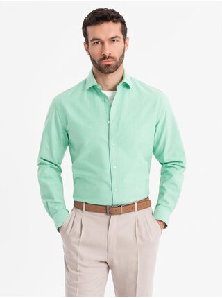 Pánská bavlněná košile oxford v pastelových barvách - mátová Ombre Clothing
