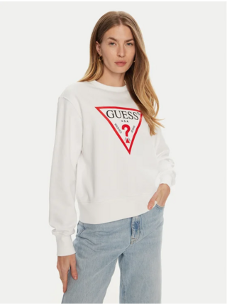 Dámská bílá mikina big triangle logo Guess jeans