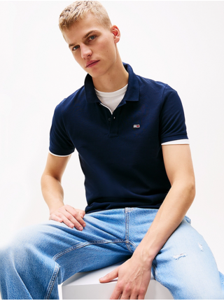Pánské modré polo triko Flag Patch Tommy Hilfiger