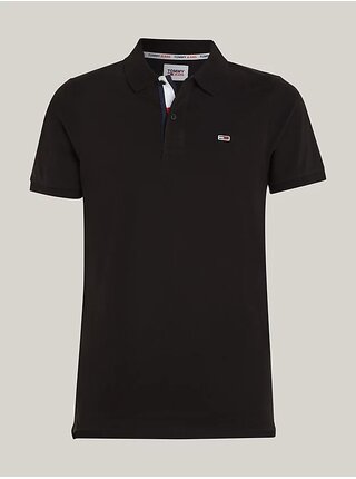 Pánská černá polokošile Tommy Jeans Pure Organic Slim Fit Polo BDS Black