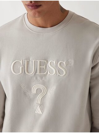 Pánská bílá mikina s vyšitým logem Guess jeans