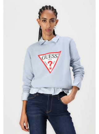 Dámská světle modrá mikina big triangle logo Guess jeans