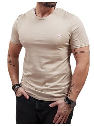 Pánské béžové slim fit triko G1DR Small Triangle Logo Guess jeans