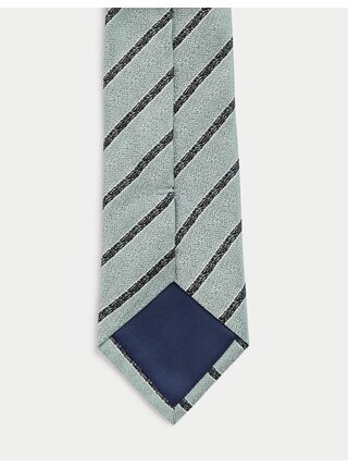 Pruhovaná kravata z čistého hedvábí Marks & Spencer zelená