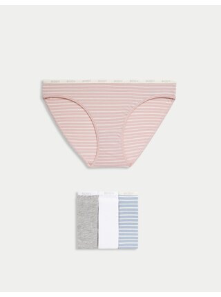 Bikinové kalhotky s vysokým podílem bavlny, sada 4 ks Marks & Spencer modrá