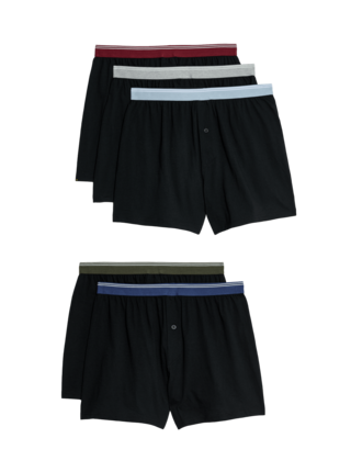 Žerzejové boxerky z čisté bavlny s technologií Cool & Fresh™, 5 ks v balení Marks & Spencer černá