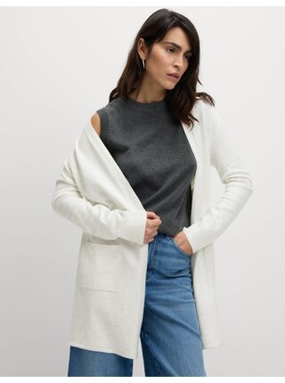 Strukturovaný dlouhý kardigan bez zapínání Marks & Spencer šedá