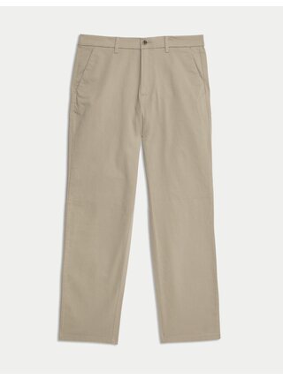 Strečové chino kalhoty normálního střihu Marks & Spencer béžová