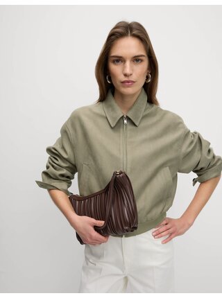 Semišová uvolněná bunda Harrington Marks & Spencer hnědá