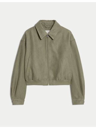 Semišová uvolněná bunda Harrington Marks & Spencer hnědá