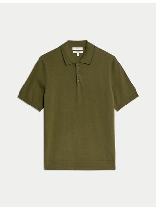 Pletená polokošile s vysokým podílem bavlny Marks & Spencer zelená