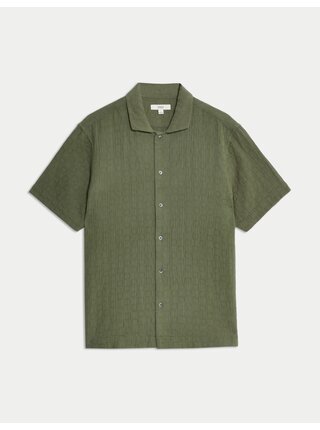 Texturovaná košile z čisté bavlny v nežehlivé úpravě Marks & Spencer zelená