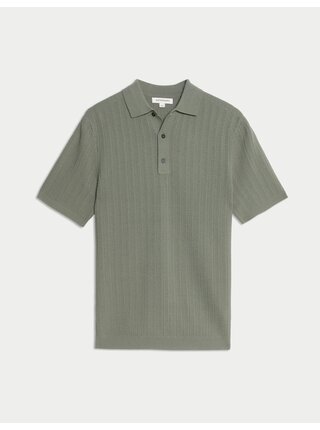 Pletená polokošile s bohatou texturou z viskózy Marks & Spencer zelená