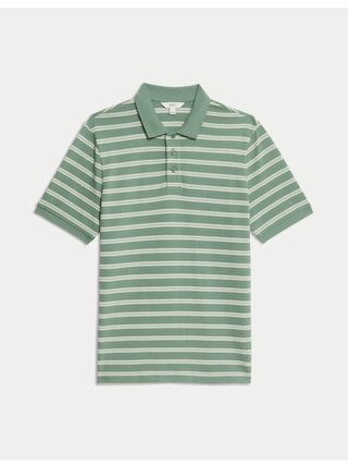 Pruhovaná polokošile s vysokým podílem bavlny Marks & Spencer zelená