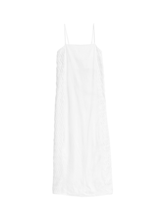 Splývavé midi šaty s hranatým výstřihem a vysokým podílem lnu Marks & Spencer bílá
