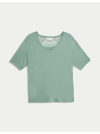 Pyžamový top s krajkovým detailem Marks & Spencer zelená