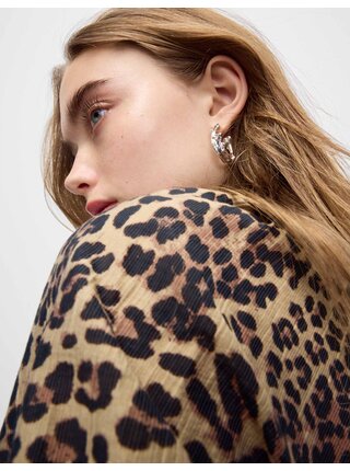 Halenka s výstřihem ke krku s leopardím potiskem a vysokým podílem lyocellu Marks & Spencer hnědá