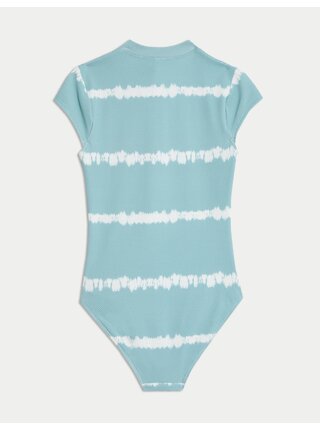 Pruhované plavky s vetkaným zipem (6–16 let) Marks & Spencer zelená