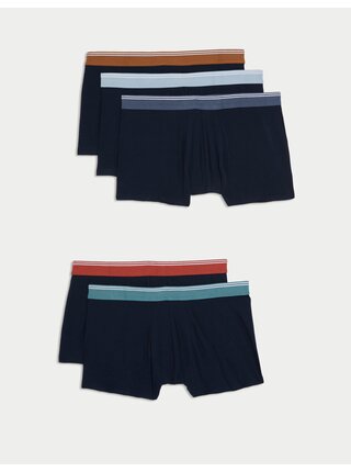 Bokové trenýrky s vysokým podílem bavlny a technologií Cool & Fresh™, 5 ks v balení Marks & Spencer námořnická modrá