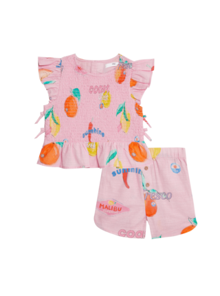 2dílný outfit s motivem ovoce, s vysokým podílem bavlny (2–16 let) Marks & Spencer růžová