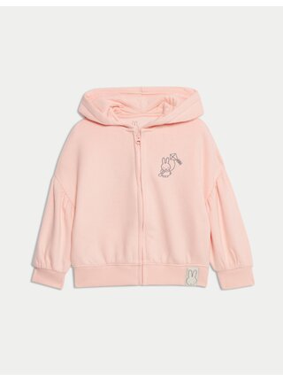 Mikina Miffy s kapucí, zipem a vysokým podílem bavlny (1–8 let) Marks & Spencer růžová