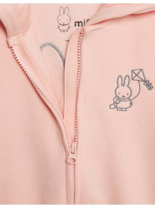 Mikina Miffy s kapucí, zipem a vysokým podílem bavlny (1–8 let) Marks & Spencer růžová