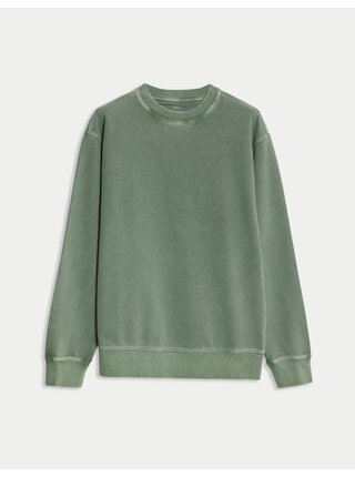 Barvená mikina z čisté bavlny Marks & Spencer zelená