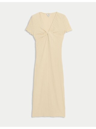 Žerzejové texturované midi pouzdrové šaty s výstřihem do V Marks & Spencer