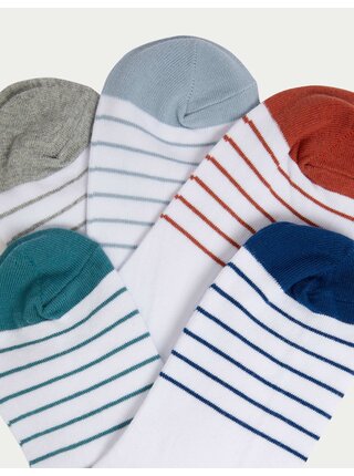 5 párů pruhovaných krátkých ponožek Trainer Liners™ s technologií Cool & Fresh™ Marks & Spencer